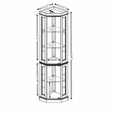 Corner Glass Cabinet Lighted Curio Cabinet Corner Display Case for Living Room, Curio Cabinet, Antique Collection, Wine,Bar Glass Storage Light Included (Antique White) Generic