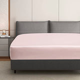 HommxJF Silk Satin Blush Pink Twin Fitted Sheet, Deep Pocket Fitted Sheet Only, Breathable, Non- Fading, Fully Elasticized Bed Sheets Sold Separately HommxJF