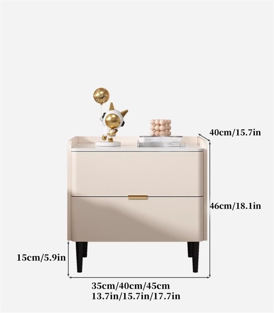 Modern Night Stand with Drawers, Simple Bedside Table, Household Solid Wood Rock Board Bedside Cabinet Storage Cabinet, Small Wood Bedside Cabinet, Bedside Storage Cabinet(Pink,40 * 40 * 46cm) VHBVDFC