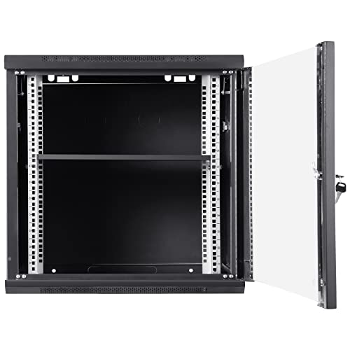 VEVOR 9U Wall Mount Network Server Cabinet, 15.5'' Deep, Server Rack Cabinet Enclosure, 200 lbs Max. Ground-Mounted Load Capacity, with Locking Glass Door Side Panels, for IT Equipment, A/V Devices VEVOR