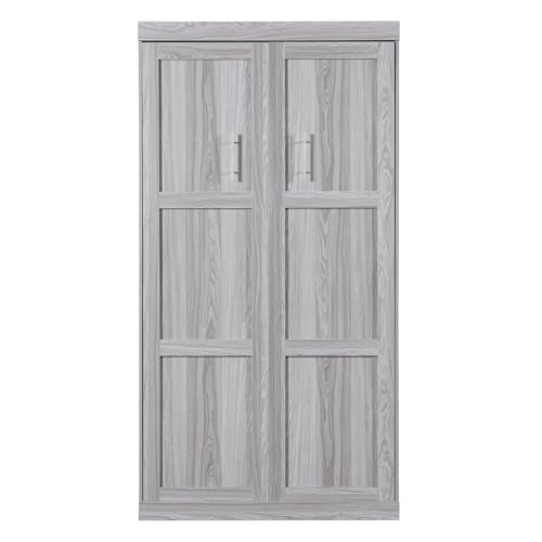 LUMISOL Twin Size Murphy Bed Frame, Solid Wood Foldable Wall Bed with Metal Frame Support, Cabinet Murphy Bed Frame, can be Folded into a Cabinet, Save Space, Gray LUMISOL