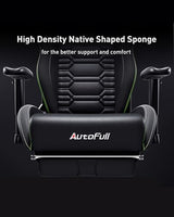 AutoFull Gaming Chair, Racing Style Gaming Chair with Ergonomic Lumbar Support,Adjustable High Back PU Leather PC Chair with Footrest,Black AutoFull