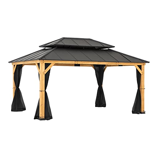 Sunjoy Universal Mosquito Netting for 12 ft. ×16 ft. Gazebos, Black Sunjoy