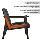 Yaheetech PU Leather Accent Chair, Mid-Century Modern Armchair with Solid Wood Legs, Reading Leisure Chair with High Back for Living Room Bedroom Waiting Room, 2 Pieces, Black Yaheetech