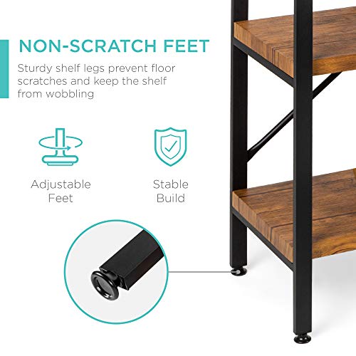 Best Choice Products Large Console Table, 3-Tier 55in Rustic, Industrial Sofa Table Storage for Living Room, Entryway, Foyer, Hallway w/EVA Non-Scratch Feet, Steel Frame - Brown Best Choice Products
