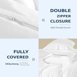 Shilucheng 100% Cotton King Size Duvet Covers - 600 Thread Count, Luxury Sateen Weave Egyptian Cotton Comforter Cover with Zipper Closure & Corner Ties，Hotel Bedding Duvet Covers 3 Piece (White) Shilucheng