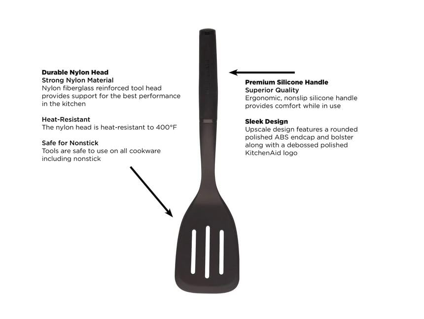 KitchenAid Classic Slotted Turner, One Size, Black 2, 13.66-Inch KitchenAid
