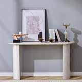 BFJDM 55" Faux Travertine Stone Console Table for Entryway, Sofa Entrance Table with Faux Mars Marble Pattern, Modern Sofa Tables with Rounded Curved Edges for Living Room, Hallway, Foyer, Beige BFJDM