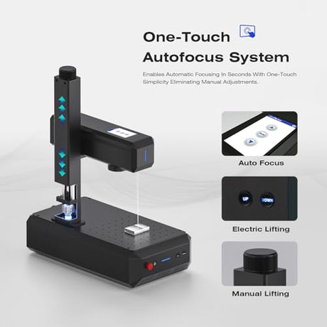 ComMarker B6 30W Fiber Engraver, Auto Focus Screen, Portable Laser Engraver, Color Marking, 150mm x 150mm, Lightburn Compatible, Laser for Metal, Plastic, Jewelry ComMarker