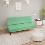 LANE LINEN Armless Futon Cover - Easy Stretchable Futon Covers Full Size, Soft Elastic Textured Fabric Sofa Bed Cover, Sofa Protector Cover for Kids, Machine Washable Couch Slipcover - Neptune Green LANE LINEN