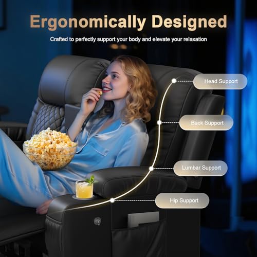 DG PEAFOWL Recliner Sofa Set, Loveseat Recliner Couch and 2 PCS Recliner Chair with Heat & Massage, Home Theater Seating with Console, Drawer, USB Ports & Phone Holders, Reclining Loveseat for Theater