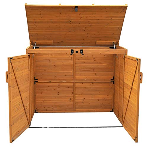65in x 38in Horizontal Stow-Away Storage Shed – Solid Wood - Outdoor Storage Great for Trash Cans - All-Weather Resistant- UV Resistant Fast Furnishings