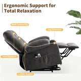 PoteSoar Power Lift Recliner Chair for Elderly with Massage and Heat, Comfortable Electric Power Reclining Chair with Side Pockets,2 Cup Holders and USB Charging Port for Living Room (Grey)