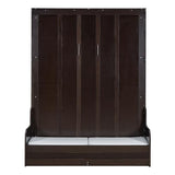 YOPTO Murphy Bed Cabinet Queen Size with Cushion,Folding Wall Bed Frame W/Sofa Chair and Wood Slat Support,Space-Saving Hidden Platform Bed for Bedroom,Guest Room,Home,Office,Espresso YOPTO