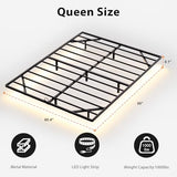 YIADDTION Queen Size Floating Bed Frame with Smart LED Lights, Modern Metal Platform Floating Bed Frame Queen - Heavy Duty Easy Assembly No Box Spring Needed and Noise Free YIADDTION