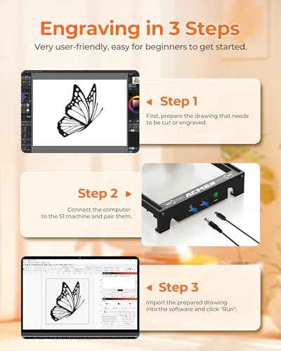 ACMER S1 2500mW Laser Engraver, Portable Cutter & Engraving Machine for Beginners, 130×130mm Working Area, 0.04mm Laser Spot, Safe DIY Construction, Education STEM, Creative Art Projects ACMER