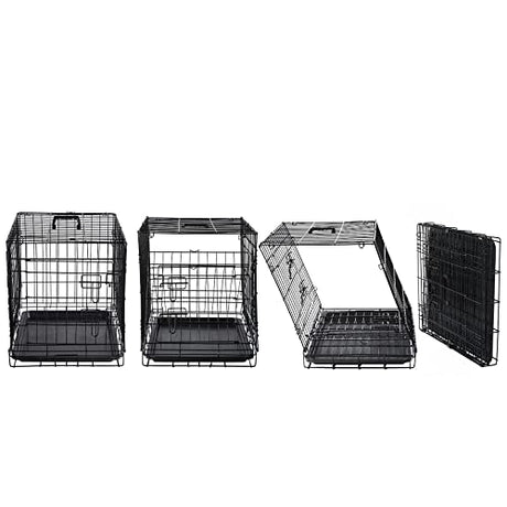 DONORO Dog Crates for Small Size Dogs Indoor Double Door Dog Kennels & Houses for Puppy and Cats, Collapsible Metal Contour Dog Cages (Brown, 24.0" L x 18.0" W x 20.0" H) DONORO