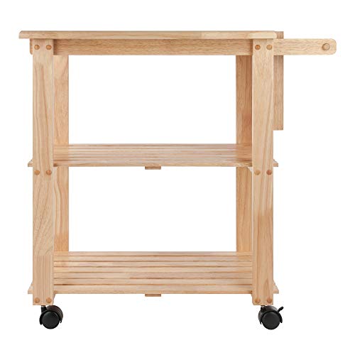 Winsome Wood Kitchen Cart With Cutting Board, Knife Block and Shelves, Beech - WoodArtSupply