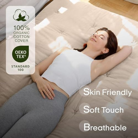ZonLi Japanese Floor Futon Mattress 4" Thicken Tatami Mat Sleeping Pad 100% High Density Foam Foldable Dormitory Pad Tatami Mattress,for Floor Lounger Adult Pillow Bed Queen Size ZonLi