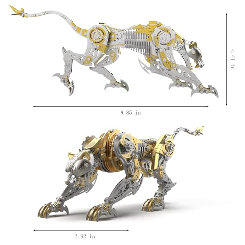 3D Metal Puzzle for Adults,Mechanical Cheetah Puzzle Building Set，3D Metal Model Kit, Brain Teaser Puzzles DIY Assembling for Stress Relief - A Collectible Gift for a man (Cheetah)