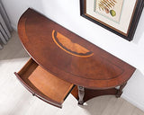 Solid Wood Semi-Circle Sofa Table with Drawer, 45.3" Traditional Living Room Console Table with Open Bottom Shelf 2-Tier Vintage Elliptical Entry Table for Home Office,Cherry Walnut SFZ1533 PADMA HOUSE