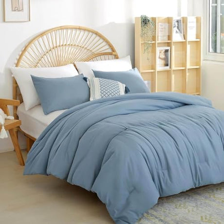 Weigelia Boho Twin Comforter Set - Dusty Blue & Grayish Blue with 1 Pillowcase - Soft, Lightweight & Cozy for All Seasons weigelia