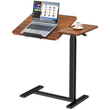 Sweetcrispy Small Standing Desk Rolling Table Adjustable Height, Laptop Mobile Stand with Wheels, Portable Computer Workstation with Tiltable Desktop for Teacher Classroom Home Office, Brown Sweetcrispy