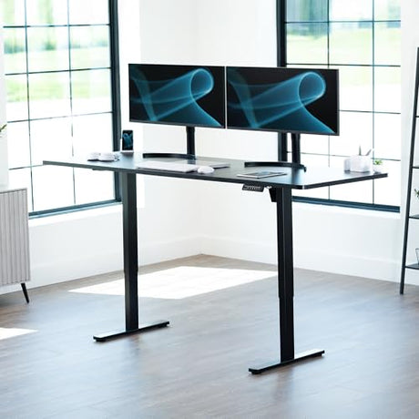 VIVO Large Electric 83 x 30 in Standing Desk, Memory Height Adjustment, 1B Series, Holds 220 lbs, Black Top Black Frame, DESK-KIT-1B8B VIVO