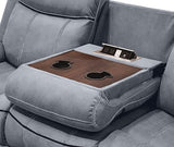 Acme Furniture Zubaida 41" x 87" Modern Velvet Reclining Sofa with USB Dock, 1 Storage Drawer, Tight Back & Seat Cushion, in 2-Tone Gray Finish Acme