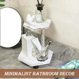 Tikea Hexagonal Wood Riser for Display, 2-Tier Wood Farmhouse Riser for Kitchen Bathroom Counter Decor, Decorative Tray for Soap Dispenser, Decorations and Plant (White) Tikea