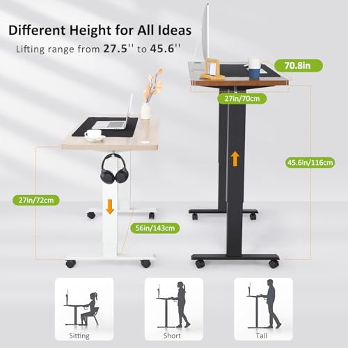 farexon Electric Standing Desk Adjustable Height, 71 x 28 Inch Sit Stand up Desk with Large Mouse Pad, Double Metal Hook,4 Wheels,4 Memory Preset Heights Home Office Computer Desk（Brown） farexon