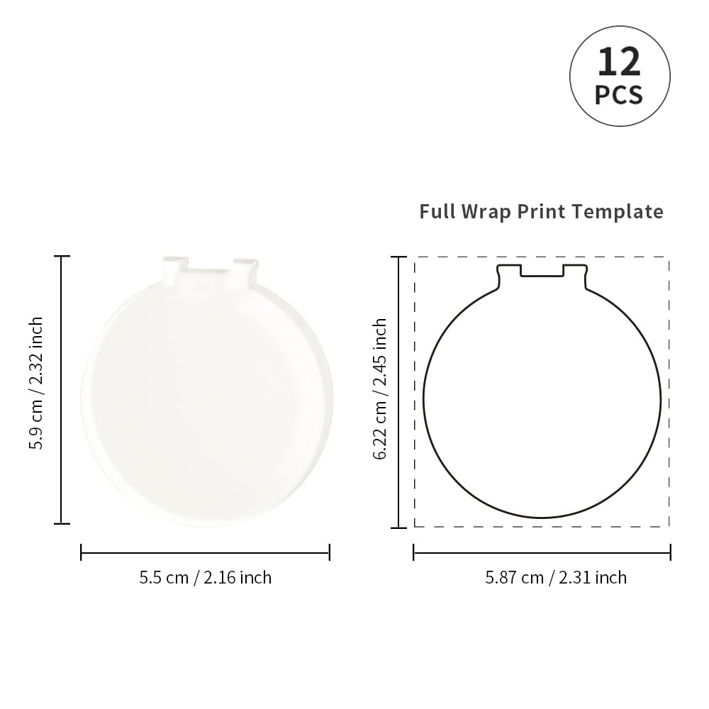 PYD Life 12 Pack Sublimation LED Keychains Acrylic Blanks Round White 2.3" x 2.1",1/6" Thick(4 mm) Light Up 7 Colors Sublimation Night Light Blanks PYD Life