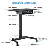AVLT 44" Height Adjustable Foot Pedal Rolling Desk with Shelf (3 ft 8 inches) - Pneumatic Laptop Standing Desk Cart - Mobile Laptop Cart - Black Computer Projector Cart with Brake Casters AVLT