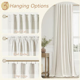 Cream Linen Blackout Curtains 108 Inch Length 2 Panels Set for Living Room Bedroom Back Tab Thermal Insulated 100% Black Out Linen Drapes Room Darkening Window Curtains 108 Inches Long Ivory Natural Guken