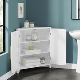 Crosley Furniture Roarke Stackable Corner Pantry Storage Cabinet with Shelves, Kitchen, Dining, Laundry, White Crosley Furniture