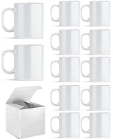 ABBSH Sublimation Mugs, Sublimation White Coffee Mugs Tazas Para Sublimacion Blank 11 OZ With Box for for Coffee, Soup, Tea, Milk, Latte, Hot Cocoa Set of 12 ABBSH