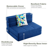 ARTPLAN Fold Sofa Bed-Sleeper Single with Pillow, Modern Futon Sleeper Chair Guest Bed with Washable Linen Cover, Foldable Mattress for Living Room, Dorm, Apartment,Dark Blue ARTPLAN