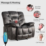 HAOMARKETS Oversized Power Recliner Chair with Massage and Heat, 41" Wide Electric Reclining Chairs with USB Port, Breathable Fabric Overstuffed Reclining Sofa for Living Room Bedroom
