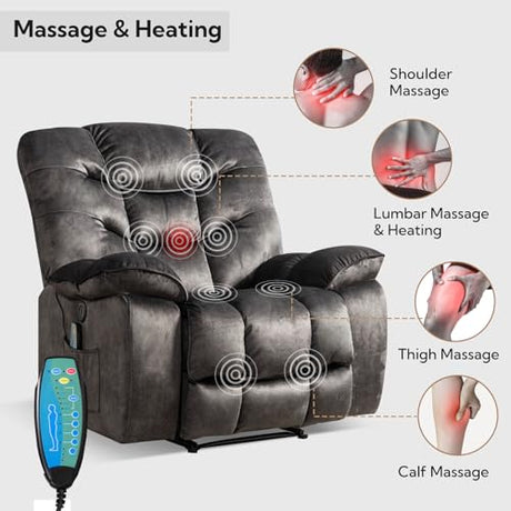 HAOMARKETS Oversized Power Recliner Chair with Massage and Heat, 41" Wide Electric Reclining Chairs with USB Port, Breathable Fabric Overstuffed Reclining Sofa for Living Room Bedroom HAOMARKETS