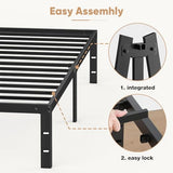 DUMOS Full Size Bed Frame - Metal Platform Bed Frames Mattress Foundation with Steel Slat Support, No Box Spring Needed, Storage Space Under Base, Easy Assembly, Black DUMOS