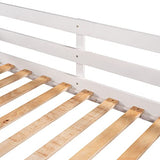 Quad Bunk Bed with Slide, Full and Twin Size L-Shaped Bunk Bed Frame Compatible with 4, Bunk Bed with Ladders Compatible with Teens Adults (White) Bedroom Bed Frame, WoodArtSupply