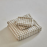 DuShow Grid King Duvet Cover Set - Tan Gingham Washed Microfiber Comforter Cover Set, 3 Pieces Plaid Checkered Soft Reversible Bedding Set(Tan,King) DuShow