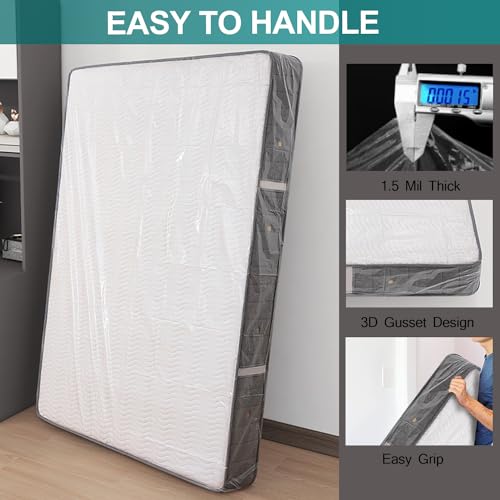Mattress Bag for Moving Storage - Plastic Waterproof Mattress Protector Cover,Heavy-Duty Mattress Moving Supplies (1, Twin) CZXNBI