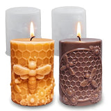 Wehous 2PCS Bee Candle Mold, Bee Honeycomb Flower Cylinder Silicone Molds for Resin Candle Soap Wax Beeswax, Unique Epoxy Casting Clay Art Craft Mould Kit DIY Home Decor
