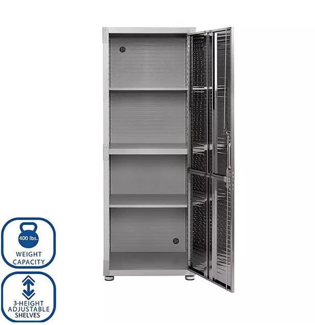 Heavy Duty Metal Storage Cabinet, Tall Garage Locker with Lock (24" W x 18" D x 66" H) Generic