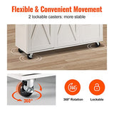VEVOR Kitchen Island Cart with Solid Wood Top, 45.3" Width Mobile Carts with Storage Cabinet, Rolling Table with Spice Rack, Towel Rack, Drop Leaf and Drawer, Portable Islands on Wheels, White VEVOR