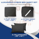 DREAMCARE King Size Sheets Set - Cooling Bed Sheets - 4pcs Set - up to 15" Deep Pocket King Sheet Set – Soft & Long Lasting Cooling - 100% Fine Brushed Polyester with Side Pocket - Gray DREAMCARE