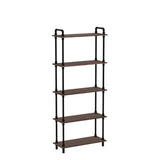 Anynice Industrial Bookshelves, Wood Pipe Bookshelf, 5 Shelf Rustic Display Storage Tall Standing Shelf Bookcase for Living Room, Kitchen, Office (Weathered Brown, 29.5" L x 11.8" W x 70" H) Anynice