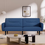 AMICLIBER Futon Sofa Bed,75.8" Linen Fabric Comfy Futon Couch Bed,3 Seater Convertible Sleeper Sofa with Adjustable Backrests,Modern Folding Loveseat for Living Room,Office,Apartment,Bedroom,Blue AMICLIBER