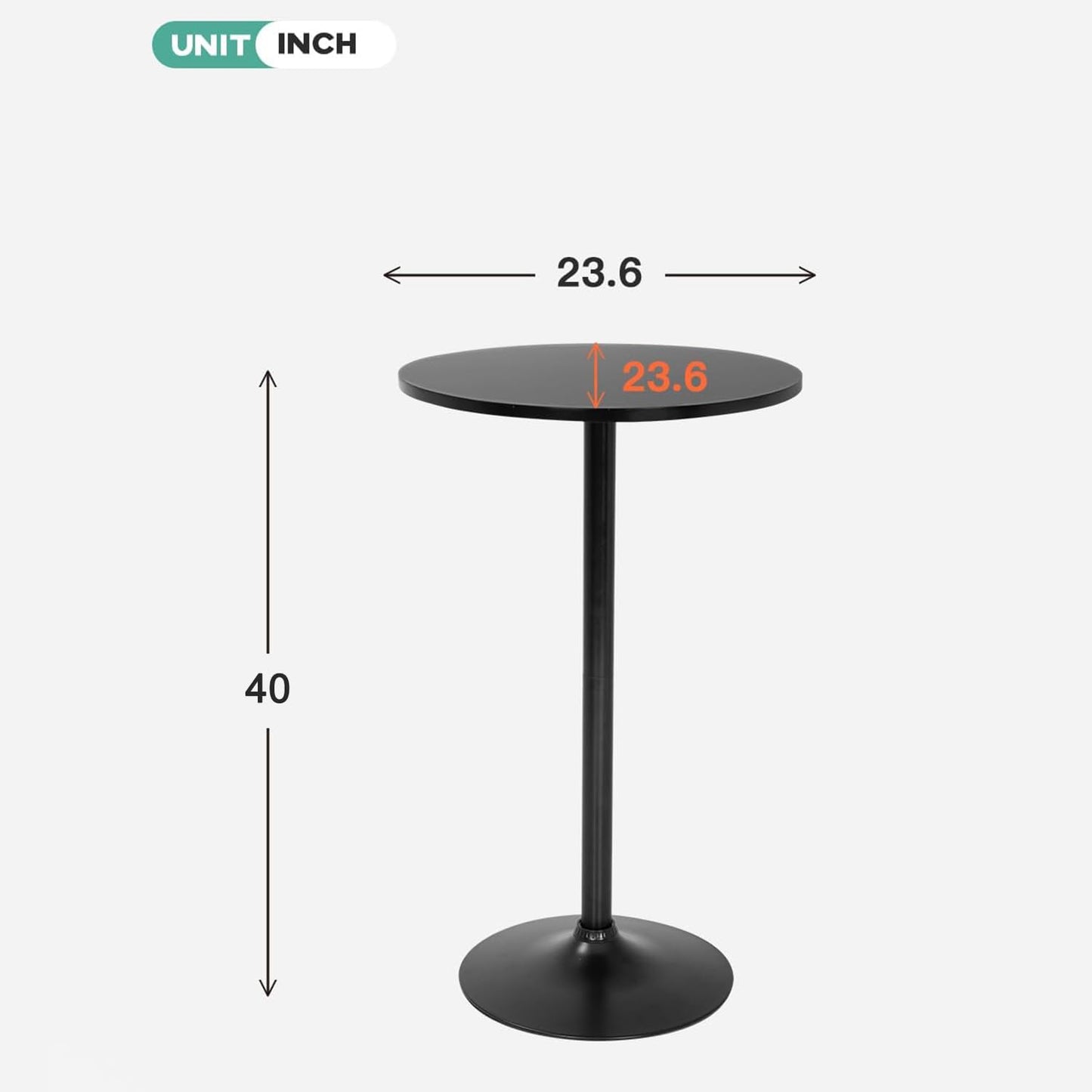 FDW Modern 40" Round Bar Table - Stylish Black Hydraulic Kitchen & Dining Table - WoodArtSupply